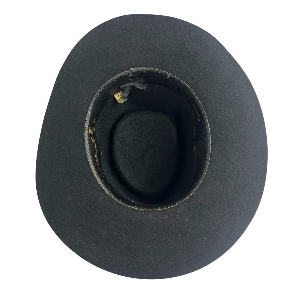 Dorfman Pacific Dakota 100% Wool Cowboy Hat 7 1/4 Black Studded Western Goth - Picture 4 of 10